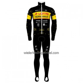 Set Fietsshirt Lange Mouw + Lange Koersbroek 2023 Lotto-Kern Haus Geel Zwart